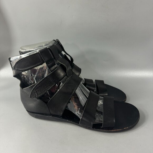 Brador Made in Italy Black Leather Strappy Sandals, Size 43 - Picture 2 of 15